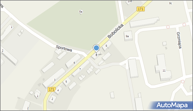 Grzmiąca, Bobolicka, 8, mapa Grzmiąca