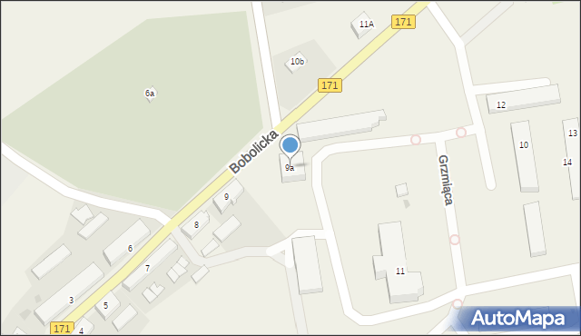 Grzmiąca, Bobolicka, 9a, mapa Grzmiąca