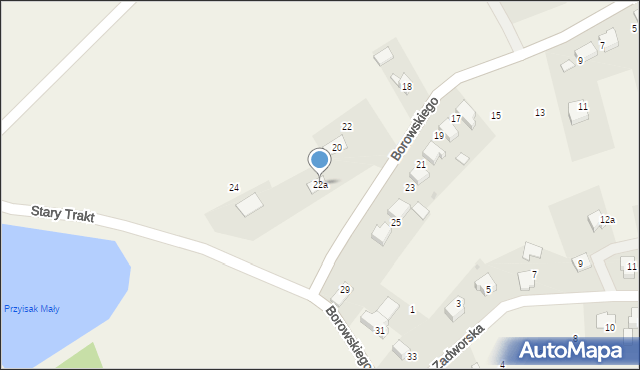 Harmęże, Borowskiego, 22a, mapa Harmęże