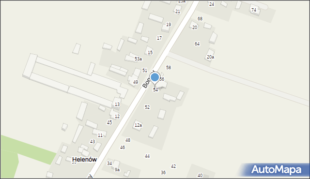 Helenów, Boryny, 54, mapa Helenów
