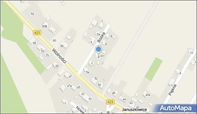 Januszkowice, Bożka, 4, mapa Januszkowice