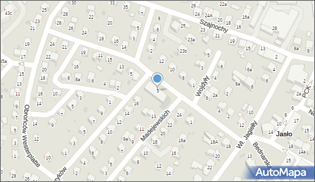 Jasło, Bohaterów Monte Cassino, 3, mapa Jasła