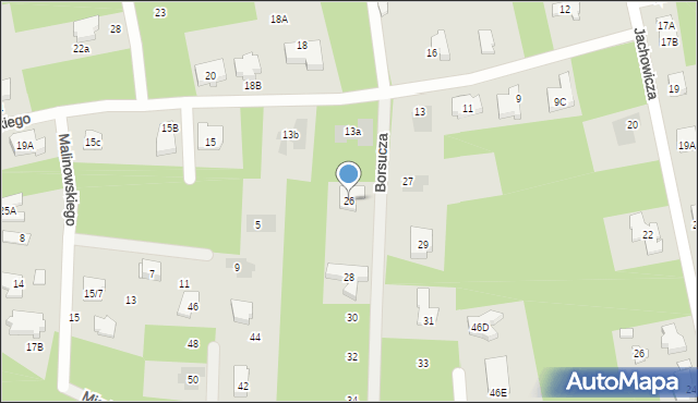 Józefów, Borsucza, 26, mapa Józefów