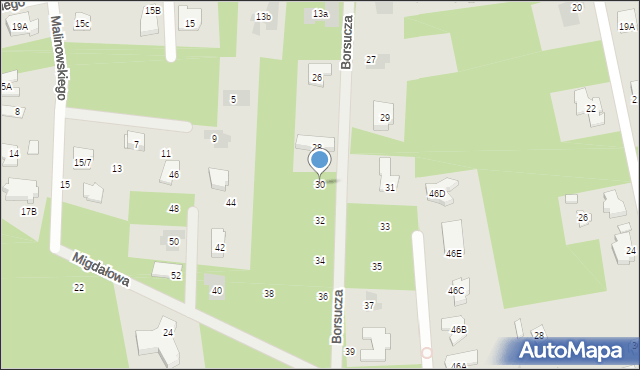 Józefów, Borsucza, 30, mapa Józefów