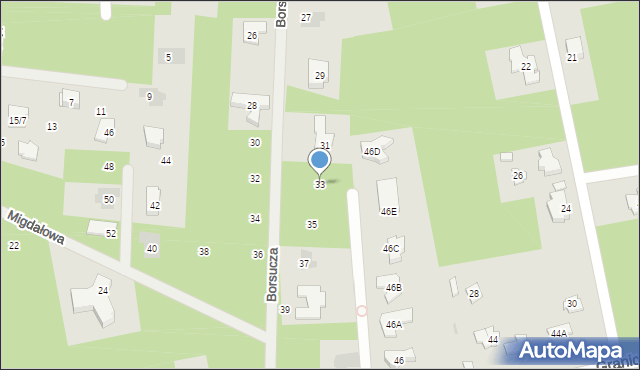 Józefów, Borsucza, 33, mapa Józefów