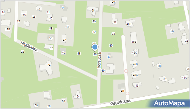 Józefów, Borsucza, 36, mapa Józefów