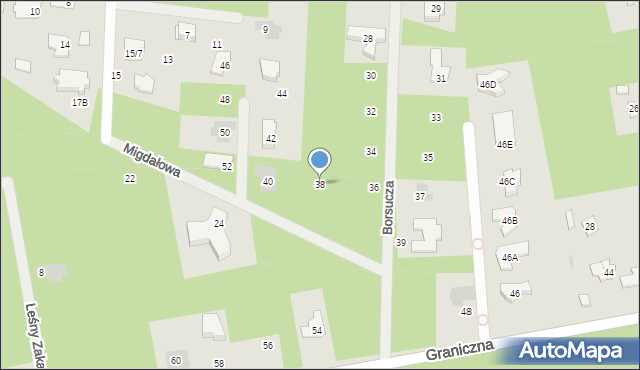 Józefów, Borsucza, 38, mapa Józefów