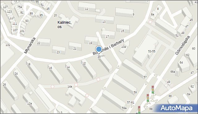 Kalisz, Bogumiła i Barbary, 10, mapa Kalisza