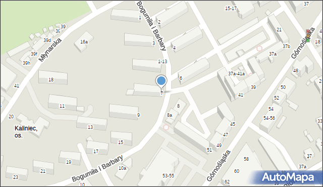 Kalisz, Bogumiła i Barbary, 7, mapa Kalisza
