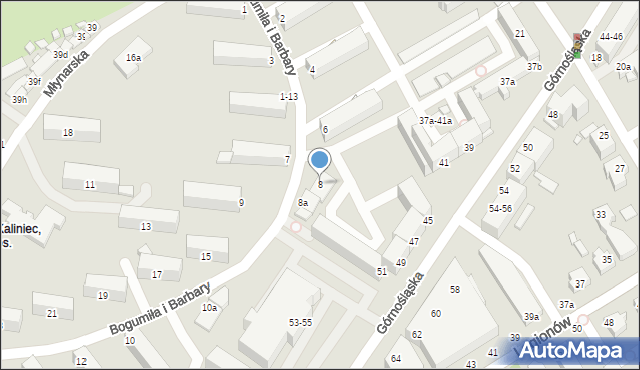 Kalisz, Bogumiła i Barbary, 8, mapa Kalisza