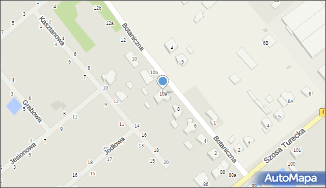 Kalisz, Botaniczna, 10a, mapa Kalisza