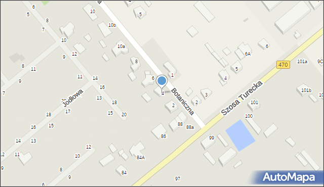 Kalisz, Botaniczna, 4, mapa Kalisza