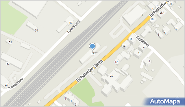 Kamienna Góra, Bohaterów Getta, 1A, mapa Kamienna Góra