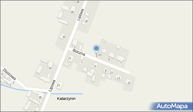 Katarzynin, Boczna, 1, mapa Katarzynin