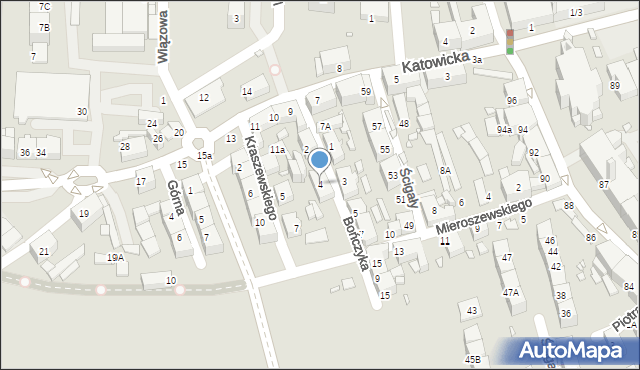 Katowice, Bończyka Norberta, ks., 4, mapa Katowic