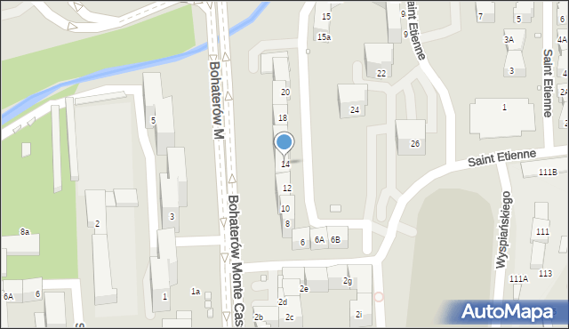 Katowice, Bohaterów Monte Cassino, 14, mapa Katowic