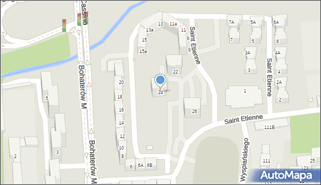 Katowice, Bohaterów Monte Cassino, 24, mapa Katowic