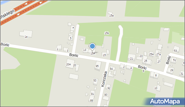 Katowice, Borki, 13A, mapa Katowic