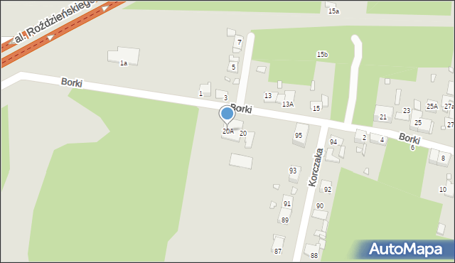 Katowice, Borki, 20A, mapa Katowic