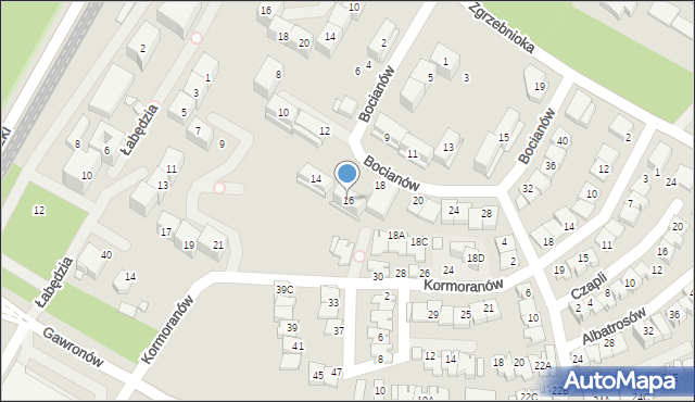 Katowice, Bocianów, 16, mapa Katowic
