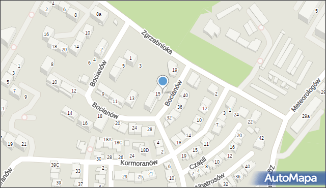 Katowice, Bocianów, 17, mapa Katowic