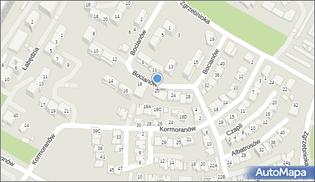 Katowice, Bocianów, 20, mapa Katowic