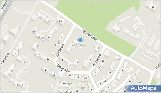 Katowice, Bocianów, 3, mapa Katowic