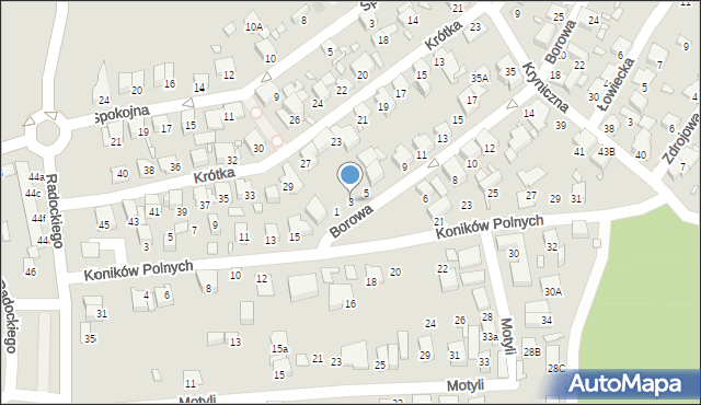 Katowice, Borowa, 3, mapa Katowic