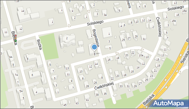 Katowice, Bogedaina Bernarda, ks. bp., 6, mapa Katowic