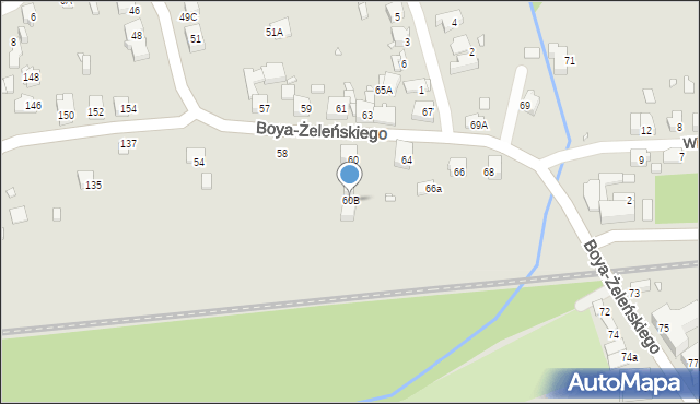 Katowice, Boya-Żeleńskiego Tadeusza, 60B, mapa Katowic