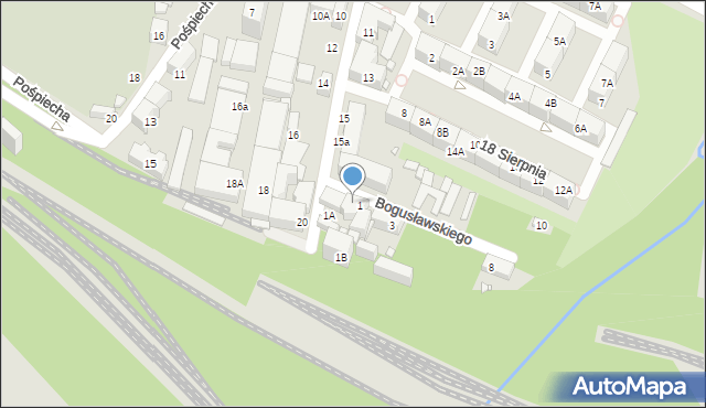 Katowice, Bogusławskiego Wojciecha, 2a, mapa Katowic