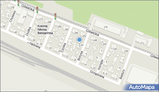 Katowice, Borysa Szymona, 2, mapa Katowic