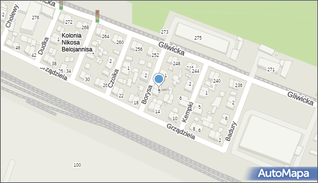 Katowice, Borysa Szymona, 5, mapa Katowic