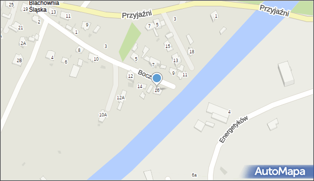 Kędzierzyn-Koźle, Boczna, 16, mapa Kędzierzyna-Koźle