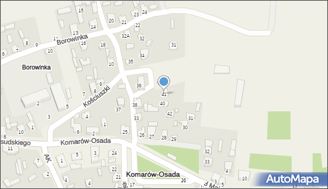 Komarów-Osada, Borowinka, 41, mapa Komarów-Osada