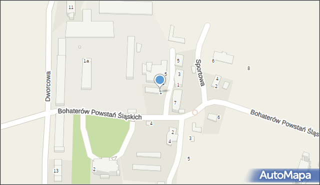 Kostów, Bohaterów Powstań Śląskich, 1, mapa Kostów