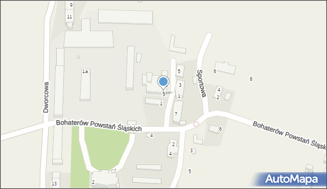 Kostów, Bohaterów Powstań Śląskich, 3, mapa Kostów