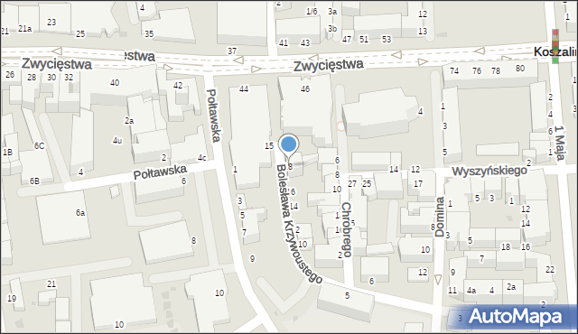 Koszalin, Bolesława Krzywoustego, 18, mapa Koszalina