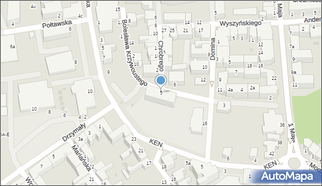 Koszalin, Bolesława Krzywoustego, 5, mapa Koszalina