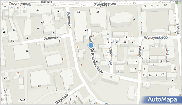 Koszalin, Bolesława Krzywoustego, 9, mapa Koszalina