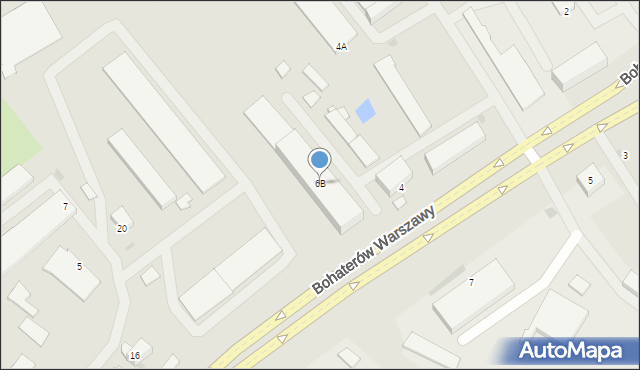 Koszalin, Bohaterów Warszawy, 6B, mapa Koszalina