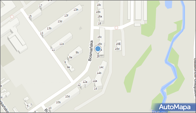 Koszalin, Bosmańska, 16, mapa Koszalina