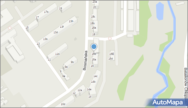 Koszalin, Bosmańska, 16b, mapa Koszalina