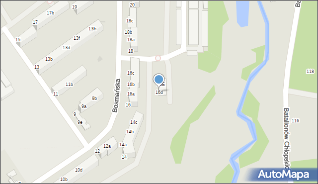 Koszalin, Bosmańska, 16d, mapa Koszalina