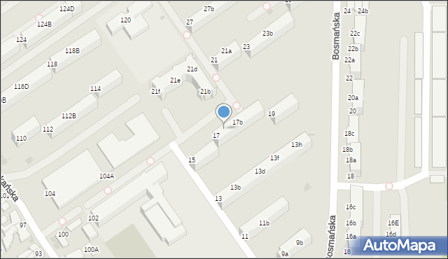 Koszalin, Bosmańska, 17a, mapa Koszalina