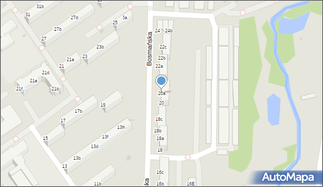 Koszalin, Bosmańska, 20a, mapa Koszalina