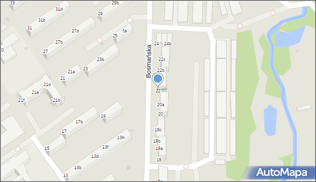 Koszalin, Bosmańska, 22, mapa Koszalina