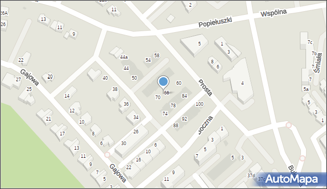 Koszalin, Boczna, 68, mapa Koszalina