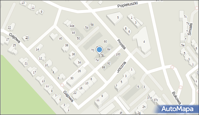 Koszalin, Boczna, 76, mapa Koszalina
