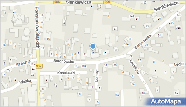Koszęcin, Boronowska, 13, mapa Koszęcin